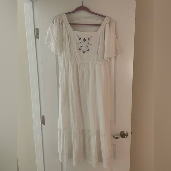 Old Navy Fit & Flare Flutter-Sleeve Tie-Back White Eyelet Midi Dres - Picture 1 of 3